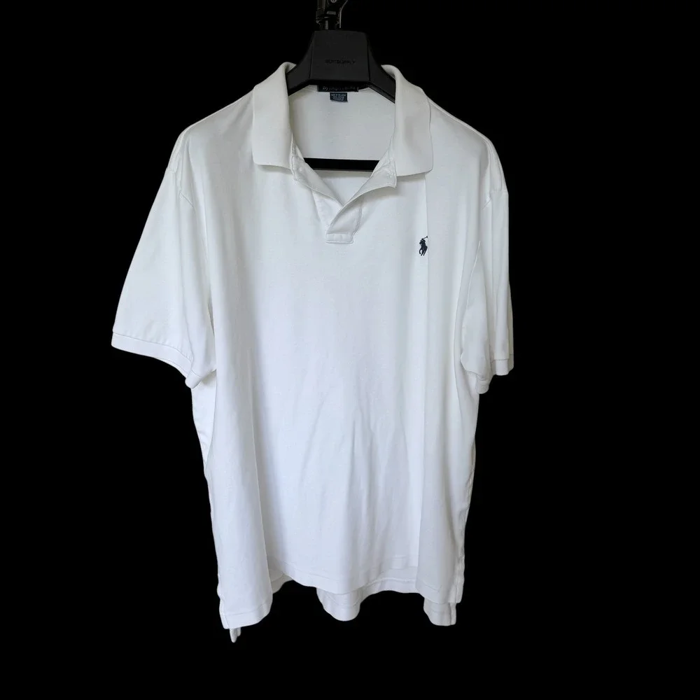 Y2K Polo Ralph Lauren XXL White Interlock Cotton Short Sleeve Polo Shirt Pony